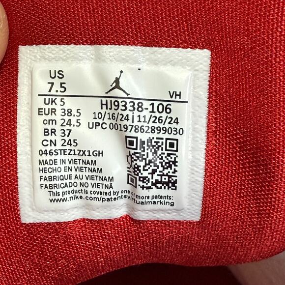 Air Jordan 1 Low SE Ruby Shoes Sail Varsity Red Team Red HJ9338-106 Women's 7.5 - Picture 9 of 11